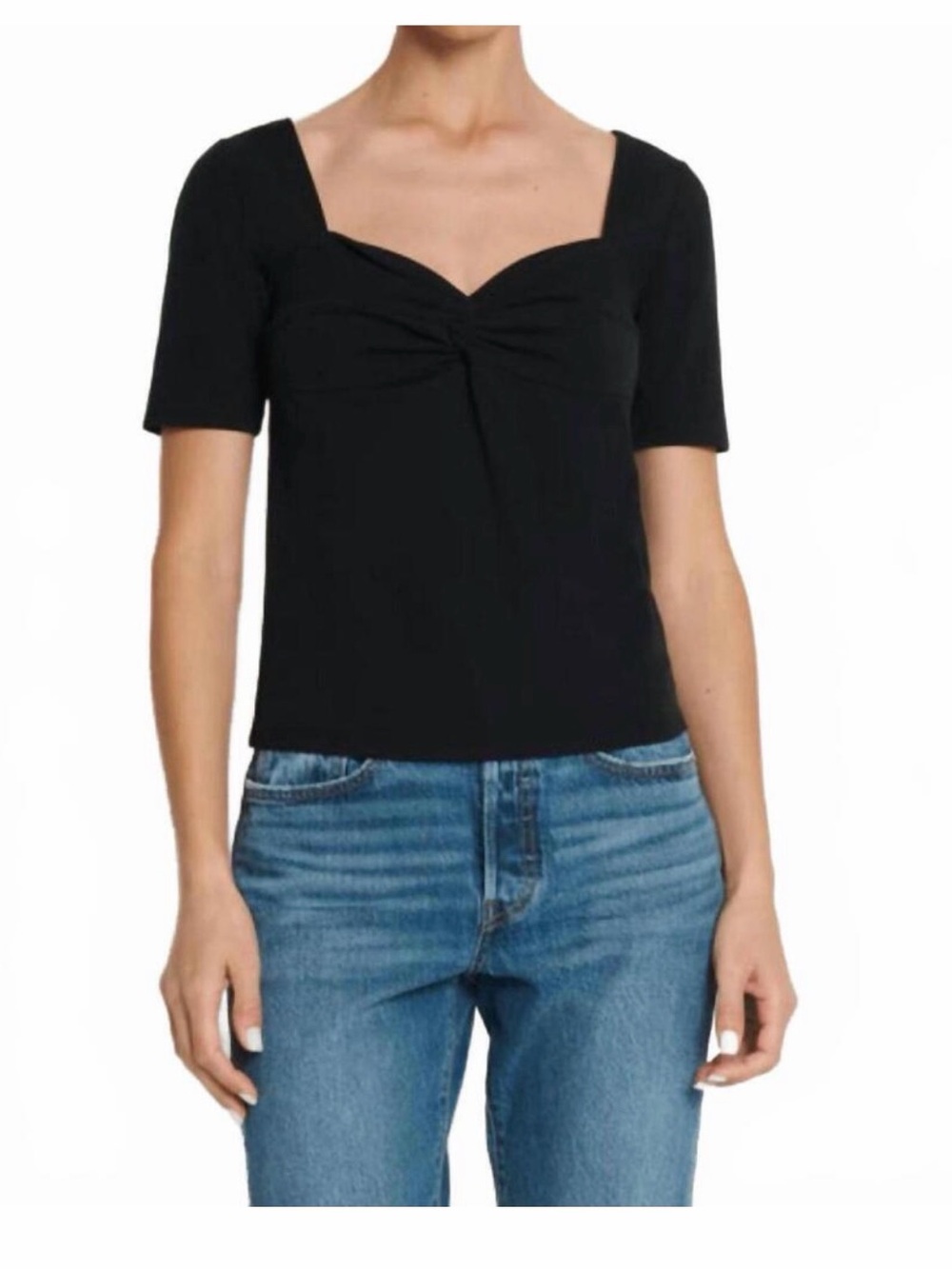 Anthro Nation Los Angeles Black Pima cotton twisted knot Short Sleeve Top XL